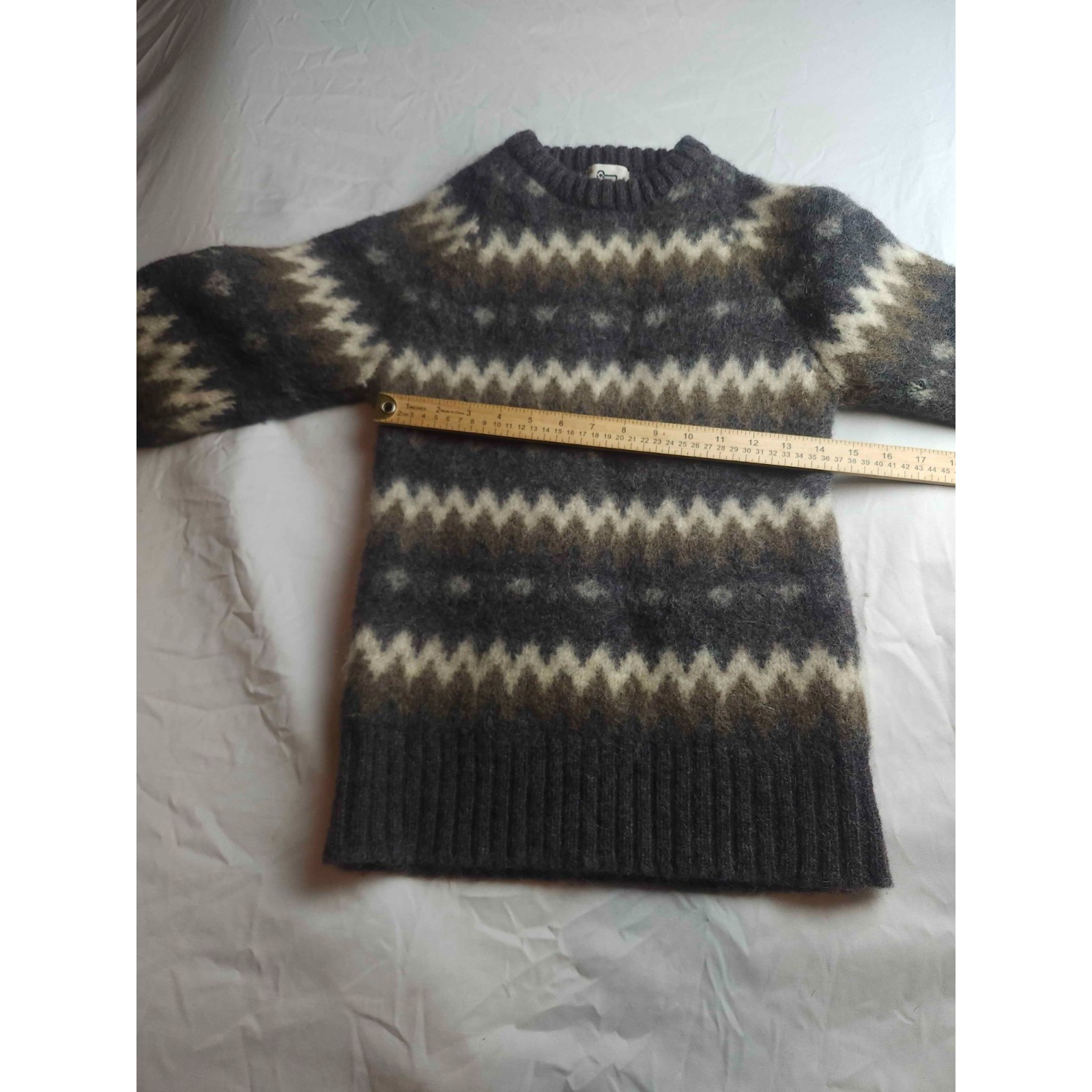 Vtg 80s 90s Woolrich Sweater Womens L Gray Fair Isle Nordic Grunge Dark Academia — image 4 of 7